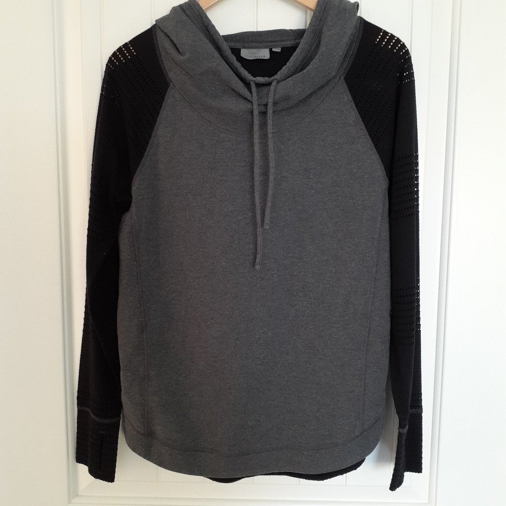 Athleta Limitless Hoodie with Mesh Sleeves & Back Black Gray Size M